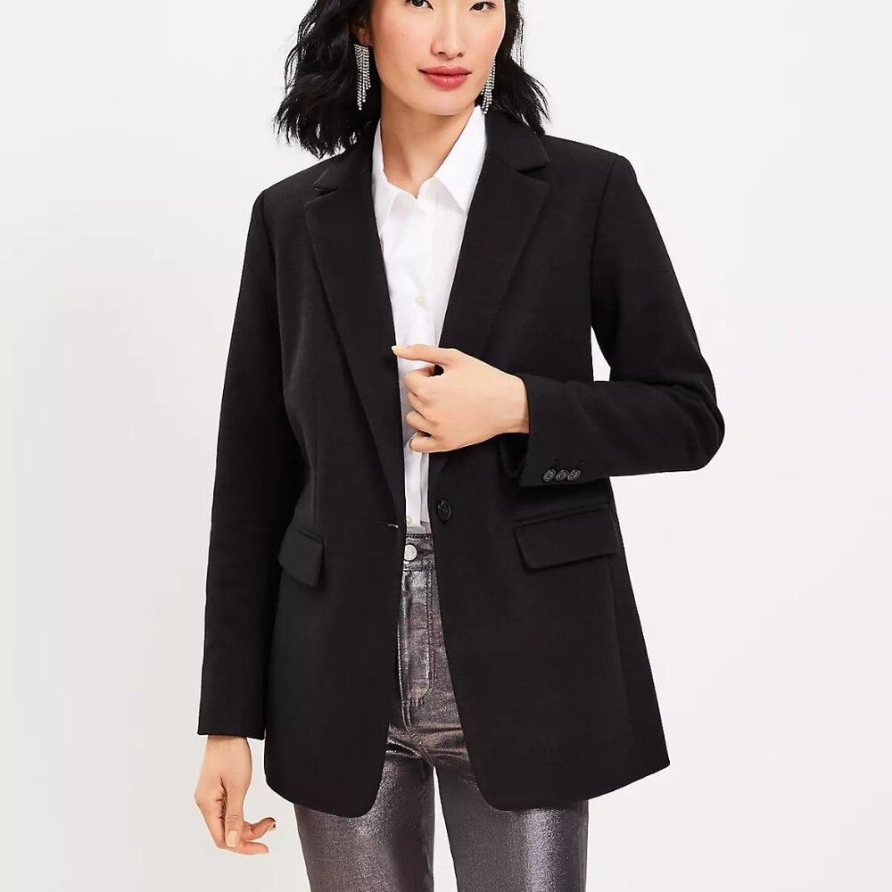 Brushed Herringbone Long Modern Blazer - Ann Taylor Loft Size 0
